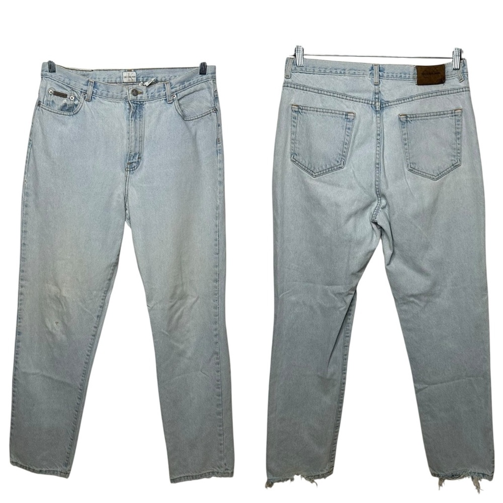VTG 90s Calvin Klein Light Wash Distressed Grunge Mom Jeans Sz 16